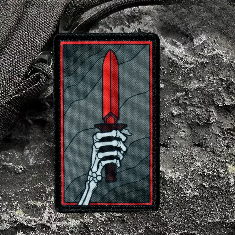 Parche táctico “Reparación por la batalla" en tela, brazalete militar, estampado de espada roja, insignia de moral, parches, pegatina para mochila de combate Klett