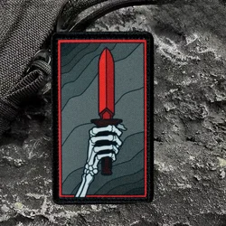 Parche táctico “Reparación por la batalla" en tela, brazalete militar, estampado de espada roja, insignia de moral, parches, pegatina para mochila de combate Klett