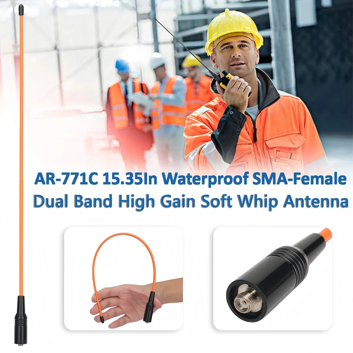 ABBREE AR-771C SMA hembra impermeable antena de doble banda 144/430MHz para Baofeng UV-5RH UV-5R Mini BF-888S AR-152 Walkie Talkie - imagen 3