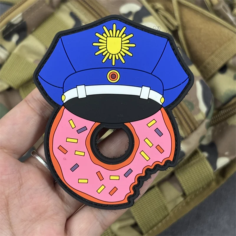 Parche de PVC 3D "Donut" para ropa, insignia de moral táctica, parche militar con gancho, pegatinas para mochila - imagen 2