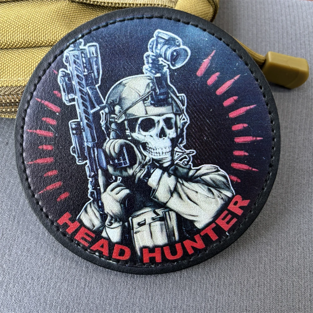 Parches tácticos de moral de esqueleto "Russian Roger", cazador de cabeza, parche de gancho y bucle impreso de PU, insignia de Chevron militar, pegatinas para mochila - imagen 2