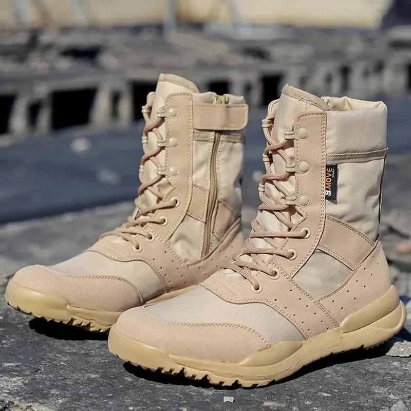 Botas militares transpirables para hombre y mujer, botines tácticos de combate del desierto, con cremallera lateral, para verano - imagen 2