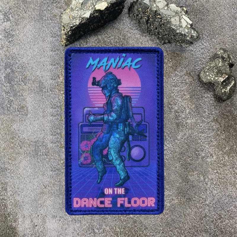 Maniac Om The Dance Floor divertido Humor moral parche de impresión táctica gancho y bucle brazalete al aire libre mochila accesorios pegatinas - imagen 3