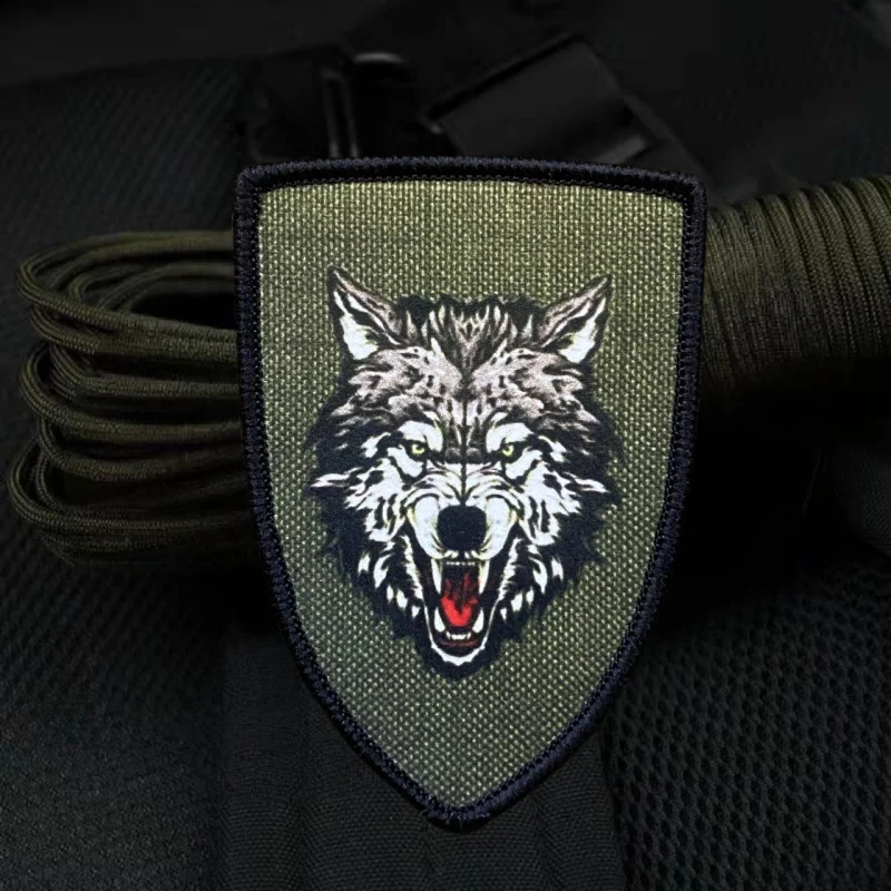 Parche táctico con estampado de lobo, insignia de moral militar con gancho y bucle, mochila, sombreros, pegatina decorativa, parches para brazalete para ropa
