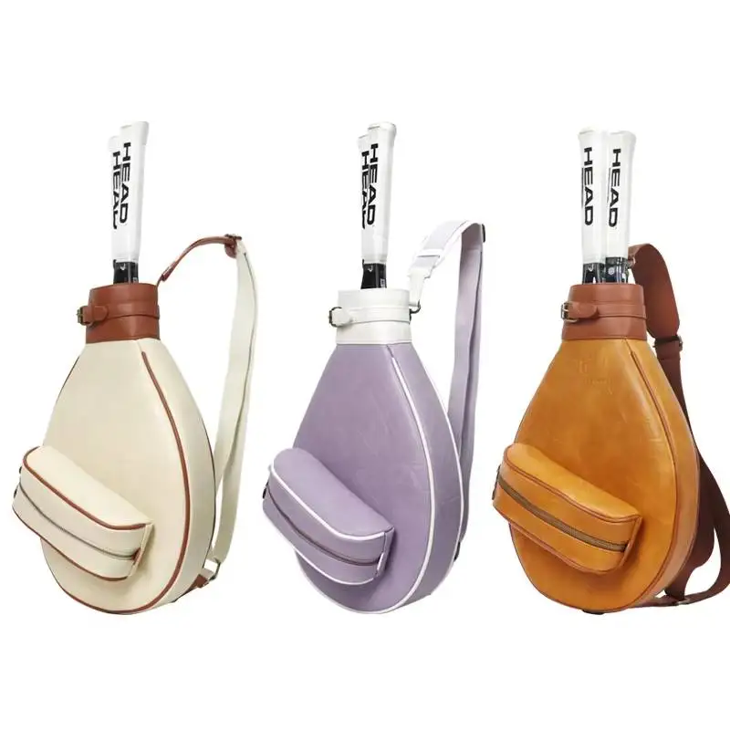 Bolso de un solo hombro para tenis, bolsa de PU para deportes, puede acomodar 2 raquetas, bolsos cruzados para exteriores, mochila de entrenamiento Vintage multifuncional