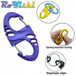 Gancho de escalada al aire libre RoYishi, mosquetón tipo S, llavero de doble hebilla, gancho de escalada de acero y plástico para acampar al aire libre, 5-50 Uds.