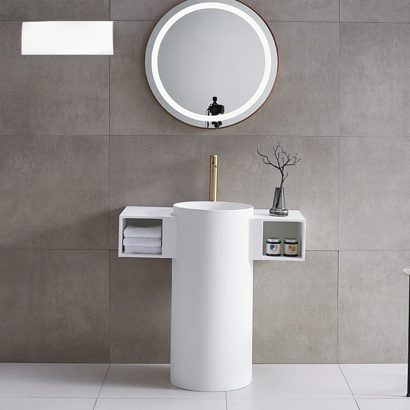 Lavabo de columna de pie integrado circular personalizado para lavado de manos, lavabo, balcón de baño, uso doméstico, - imagen 4