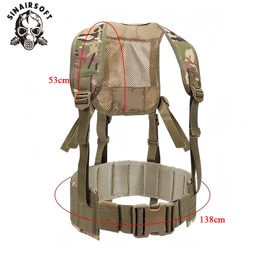 SINAIRSOFT-Chaleco táctico Molle, cinturón en forma de H para hombre, faja con correa para el hombro, equipo de caza acolchado suave ajustable - imagen 2