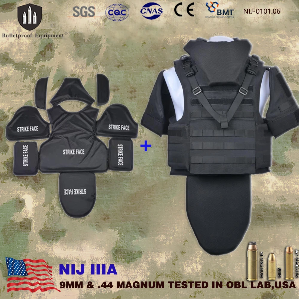 Real NIJ IIIA chaleco a prueba de balas conjunto portador de placa paradas. 44 Magnum armadura táctica de cuerpo completo para supervivencia militar y autodefensa - imagen 2