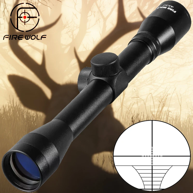 2025 Fire Wolf 4X32 Cruz óptica táctica mira telescópica retícula al aire libre mira óptica Rifle alcance para pistola Airsoft caza miras - imagen 2