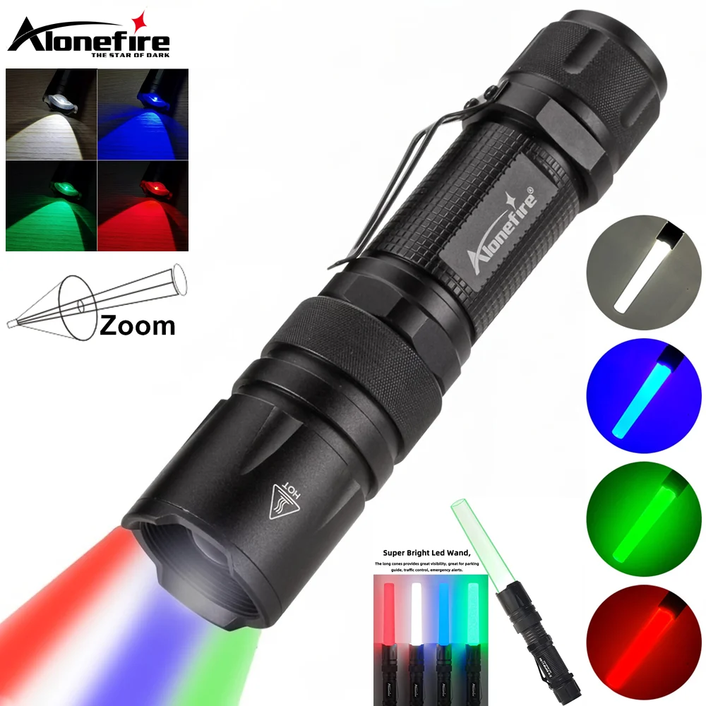 Linterna LED táctica zoom para caza y senderismo