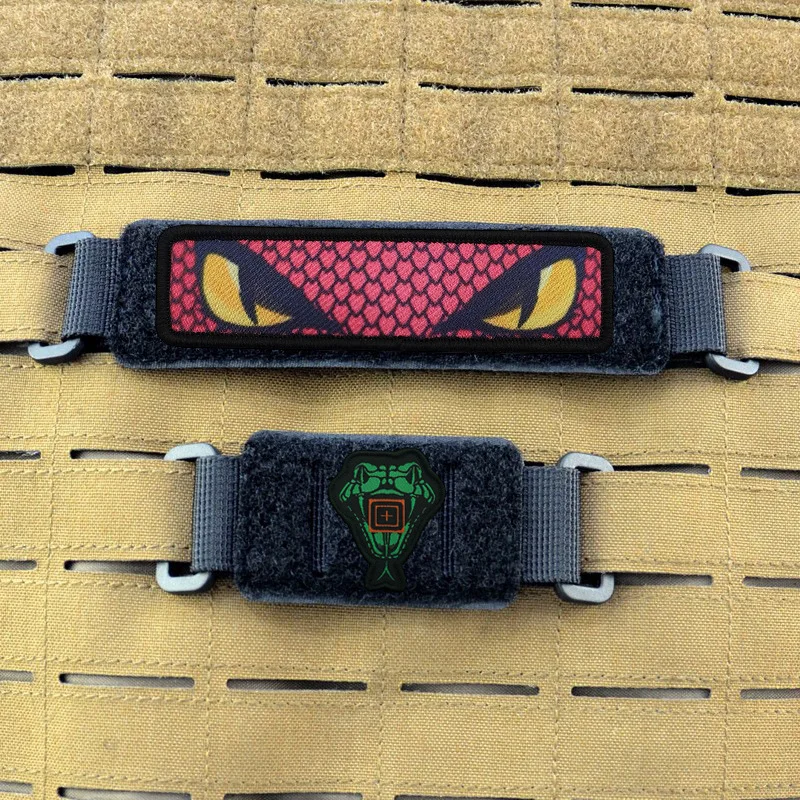 Parche de gancho y bucle con insignia de cabeza de serpiente, parche de tela con insignia de ojo de serpiente para bolso, chaleco, abrigo, accesorios - imagen 2