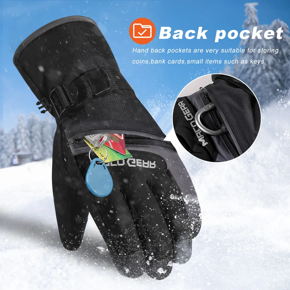Guantes de dedo completo para esquiar en invierno, guante térmico impermeable a prueba de viento para pantalla táctil, ciclismo al aire libre, moto de nieve, deporte, senderismo, bicicleta - imagen 4