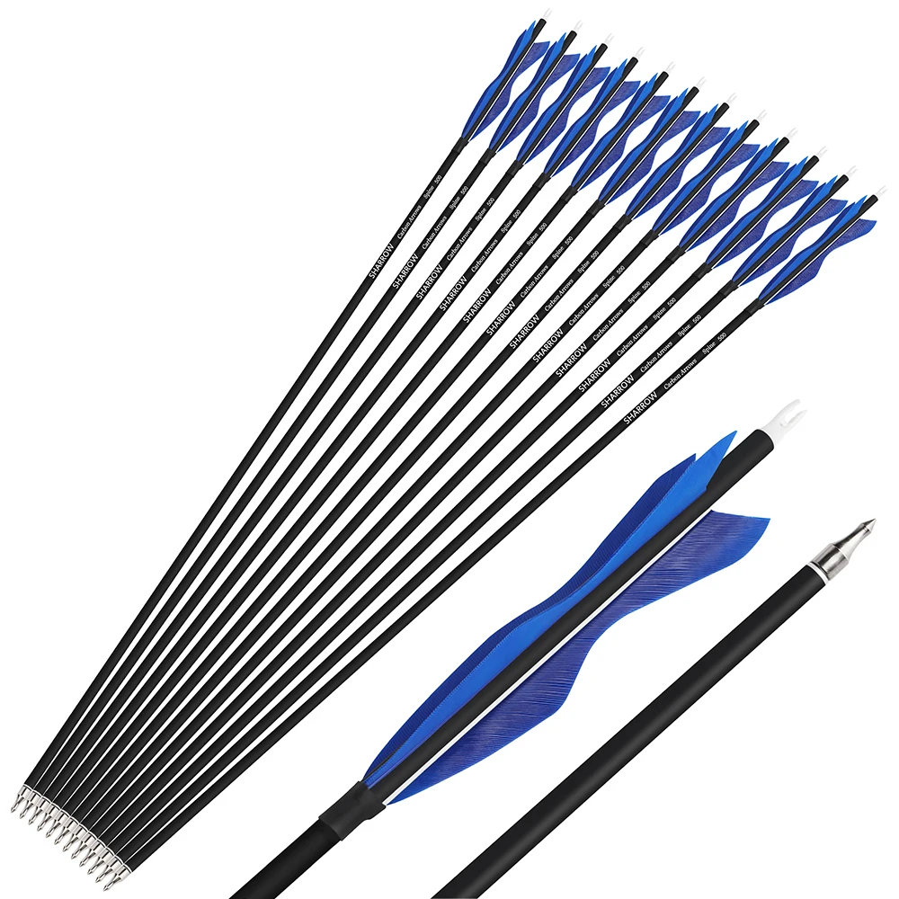 SP500 Flechas de carbono para arquería con plumas naturales - imagen 2