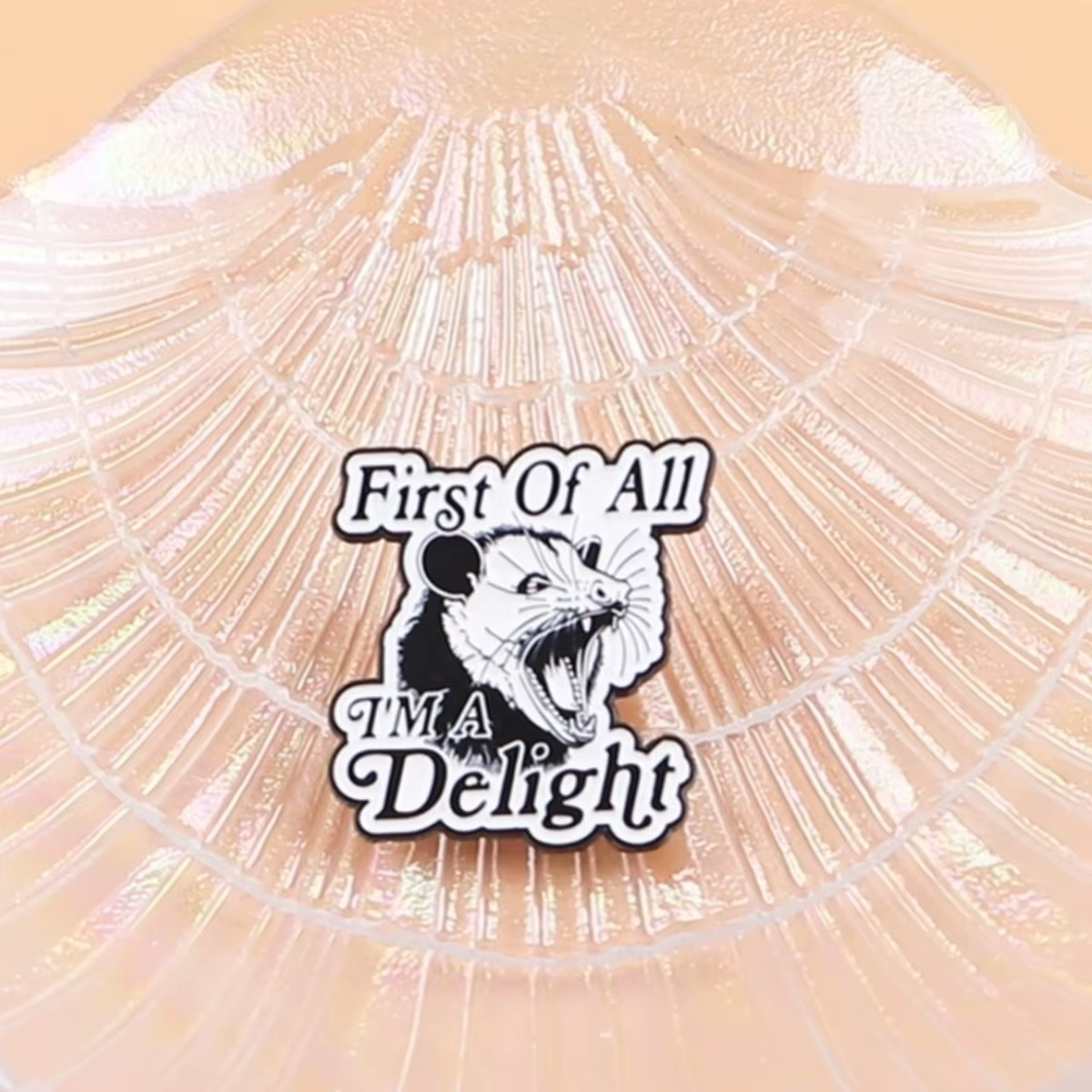 Pin esmaltado opossum First Of All I'm A Delight – Broche divertido