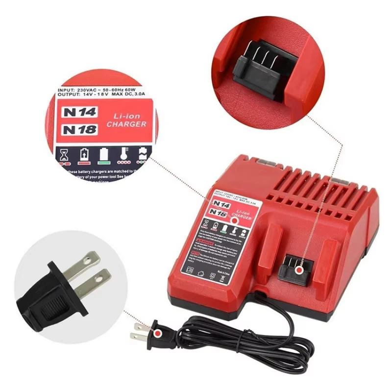Nuevo cargador de batería de iones de litio cargador multivoltaje para Milwaukee M18 14,4 V-18V 48-11-1850 48-11-1840 48-11-1815 48-11-1828 - imagen 3