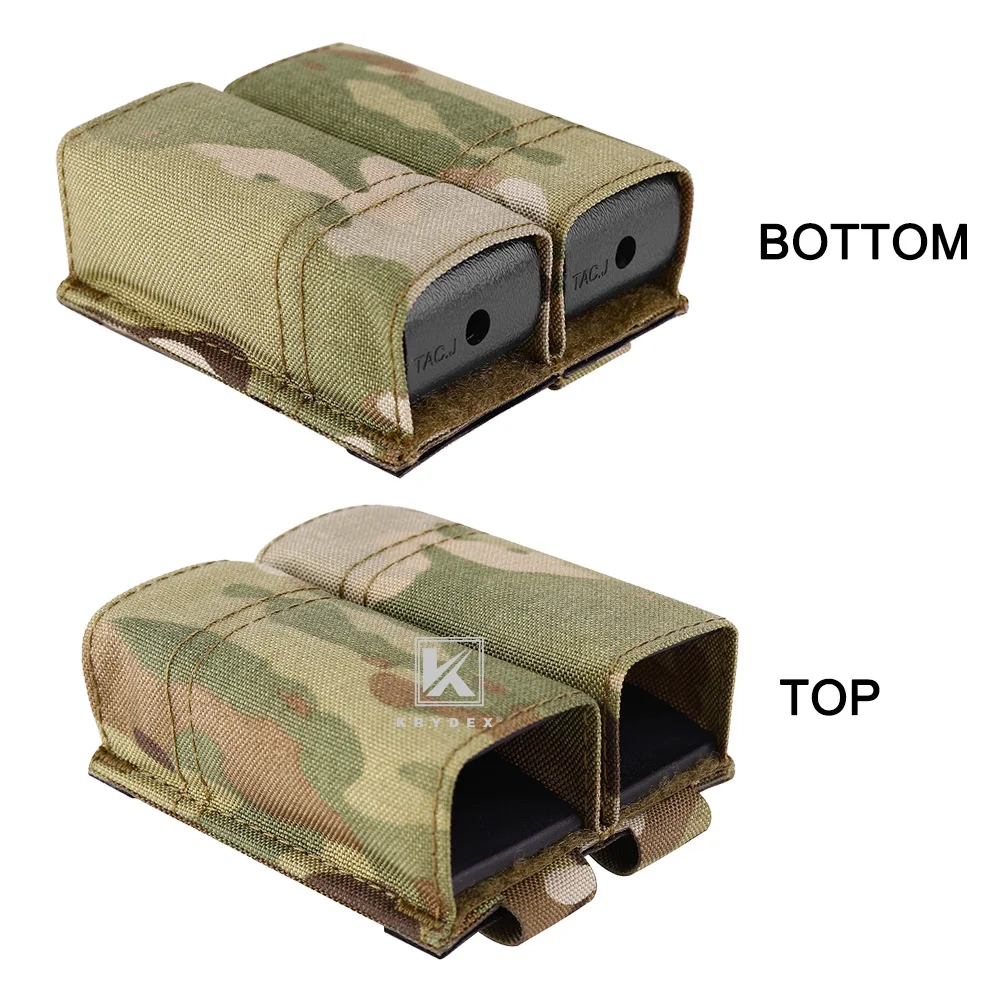 KRYDEX Bolsa táctica doble para revistas de 9 mm, doble pila.40 45 ACP, soporte para pistola Mag, compatible con cinturón de trabajo y MOLLE - imagen 2