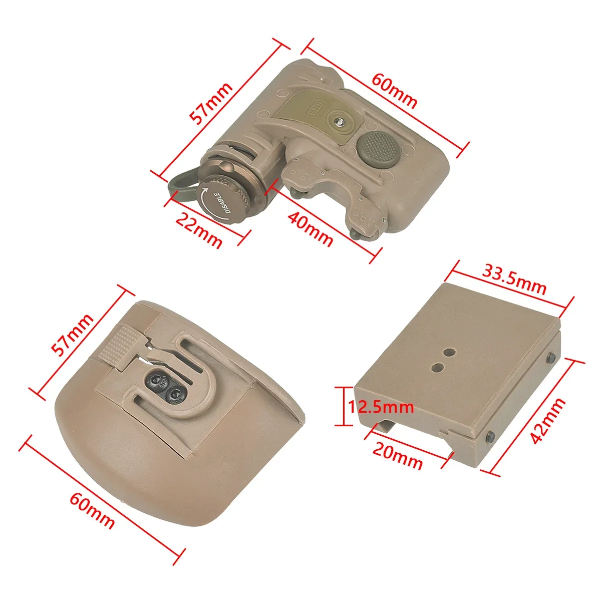 Linterna táctica para casco Aisorft GEN 2, cascos con luz roja y blanca, luz de explorador, accesorios GEN II para lámpara de caza al aire libre - imagen 5