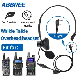 ABBREE Head Mounted Earphones 2Pin K Plug Walkie Talkie Headset PTT/VOX Mic For Baofeng UV-5R UV-21 UV-5RH Quansheng UV-K5 UV-K6