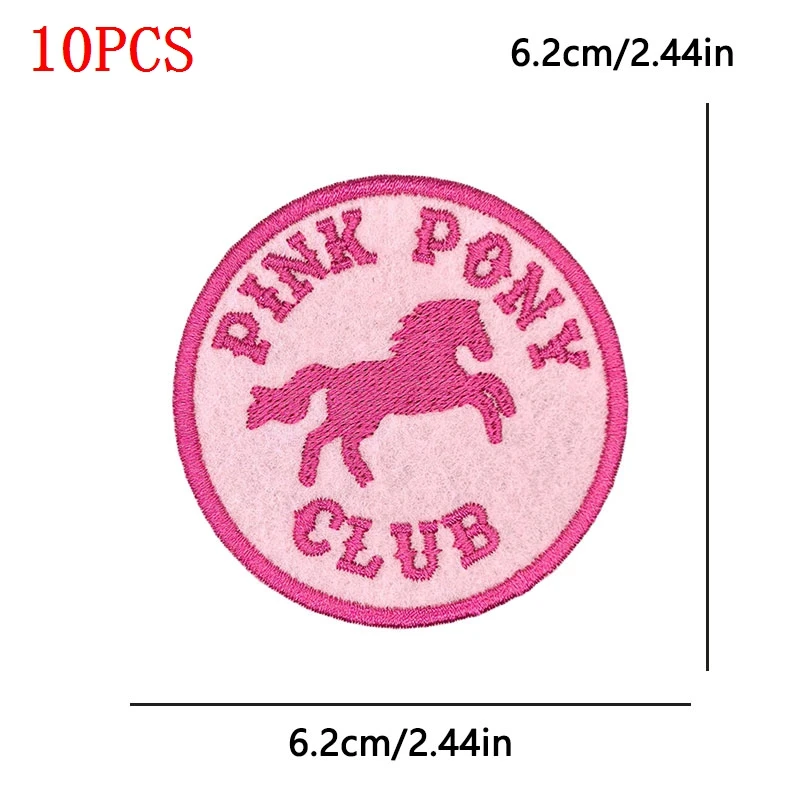 10 unids/set Pink Pony Club parches para planchar para ropa estilo Y2K parche bordado negro niñas coser insignias apliques pegatinas DIY - imagen 4