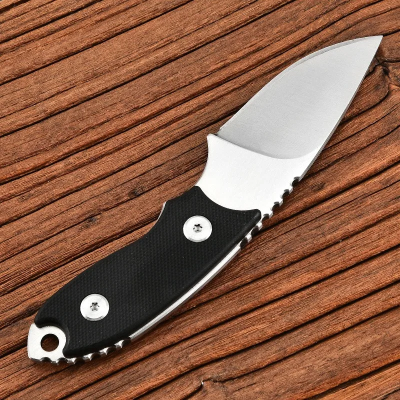 Cuchillo recto pequeño para exteriores, cuchillo de fruta portátil de autodefensa para pesca, mango de acero G10, vaina K, D2, 1 quilla - imagen 3