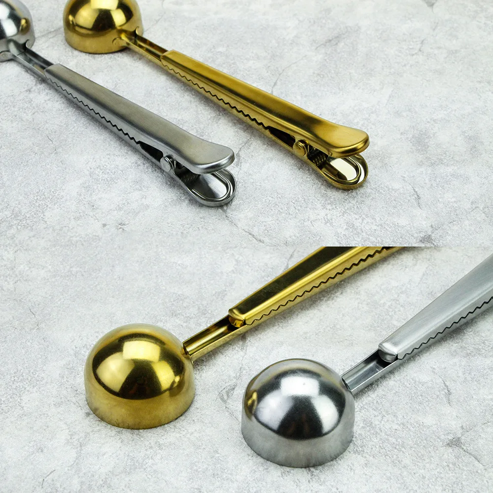 Herramienta para acampar al aire libre, accesorios para cucharas, cuchara de café de acero inoxidable con Clip, cuchara de café, Clip multiusos - imagen 3