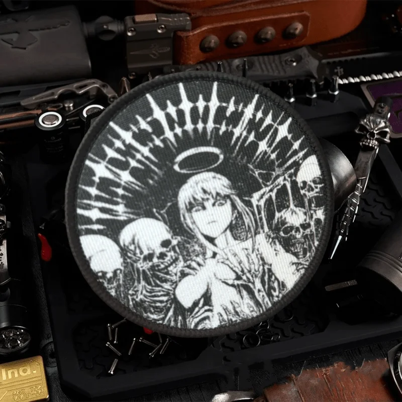 Parche táctico de moral de Anime, estampado de esqueletos Maxim, emblema de gancho y bucle, insignia militar, brazalete de combate, pegatinas para mochila - imagen 2