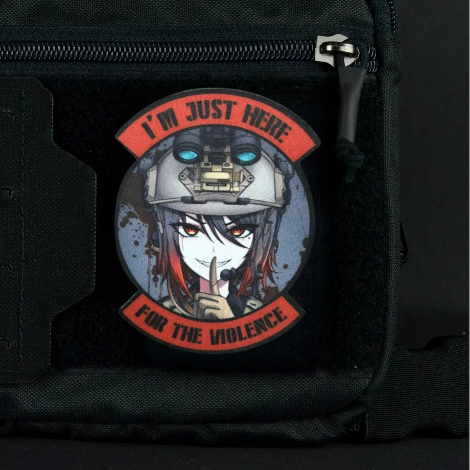 Insignia de moral de la violencia, parche táctico de Chica de Anime, parches de gancho impresos, brazalete militar, pegatina para mochila - imagen 3