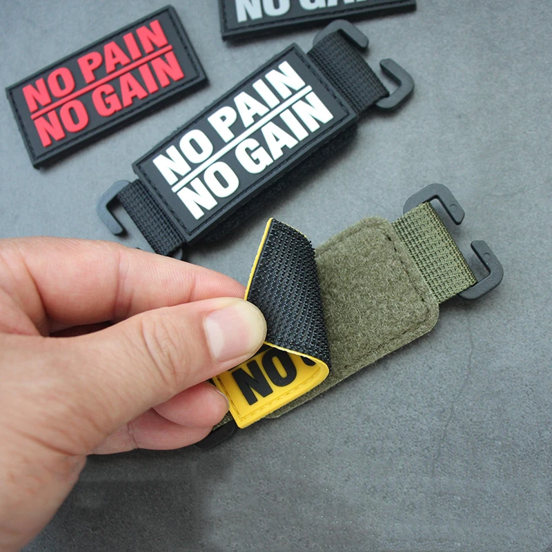 Sin dolor, sin ganancia, parche de PVC bordado, brazalete de goma táctico luminoso, insignia que brilla en la oscuridad para bolsa DIY, ropa, chaleco, decoración - imagen 3