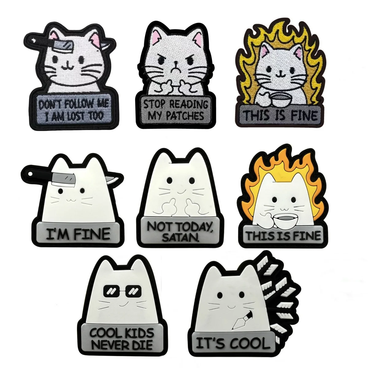 Parche de Anime de gato de dibujos animados, bordado de Pvc en la ropa, gancho y bucle, pegatinas de emblema de equipo táctico divertido