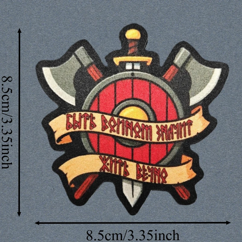 Parche con estampado de hacha de escudo y batalla, chaleco táctico, insignia de moral con gancho y bucle, pegatinas decorativas para mochila, parches para brazalete para ropa - imagen 3