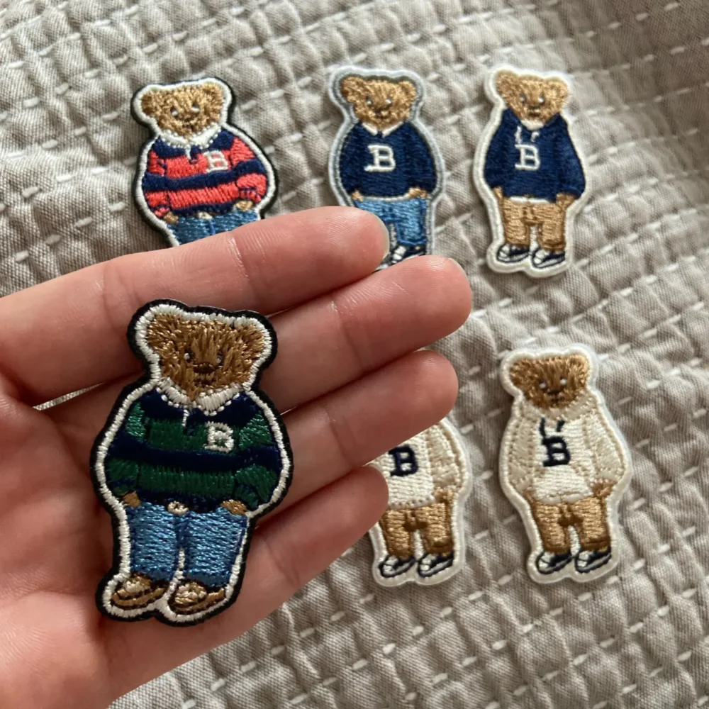 Parches bordados de oso de dibujos animados, accesorios de tela bonitos, mochila, Parche de costura para planchar, pegatinas personalizadas para ropa - imagen 2