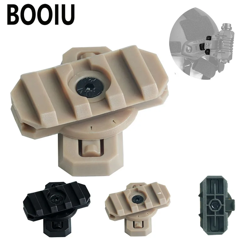 BOOIU-Lámpara adaptadora de riel lateral, soporte para casco táctico ajustable 360, nailon giratorio para casco Airsoft, accesorios adaptadores de caza