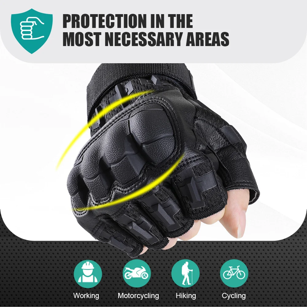 Guantes tácticos sin dedos para combate al aire libre, caza, tiro, Airsoft, senderismo, Camping, deportes de ciclismo, trabajo, equipo protector antideslizante - imagen 3