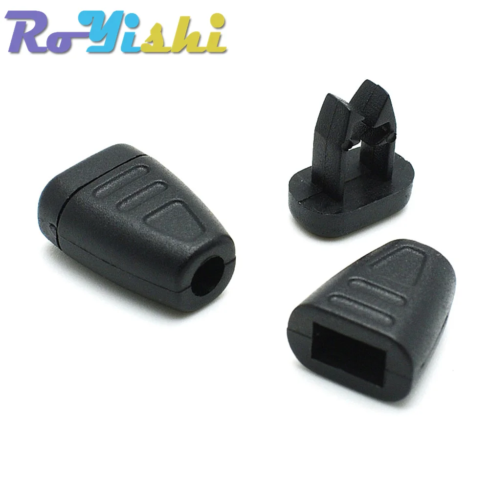 RoYishi-hebilla de Clip de cremallera, cuerda de cordón, extremos de bloqueo negro para Paracord, 10 unids/lote por paquete - imagen 5