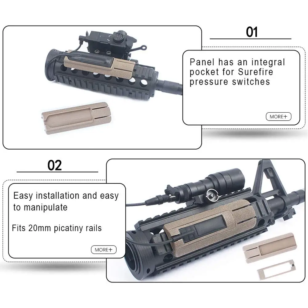 Kit de placa de montaje de interruptor de presión de luz táctica, Panel de bolsillo de cicatriz TD para linterna de riel Picatinny de 20mm, accesorio de interruptor remoto - imagen 2