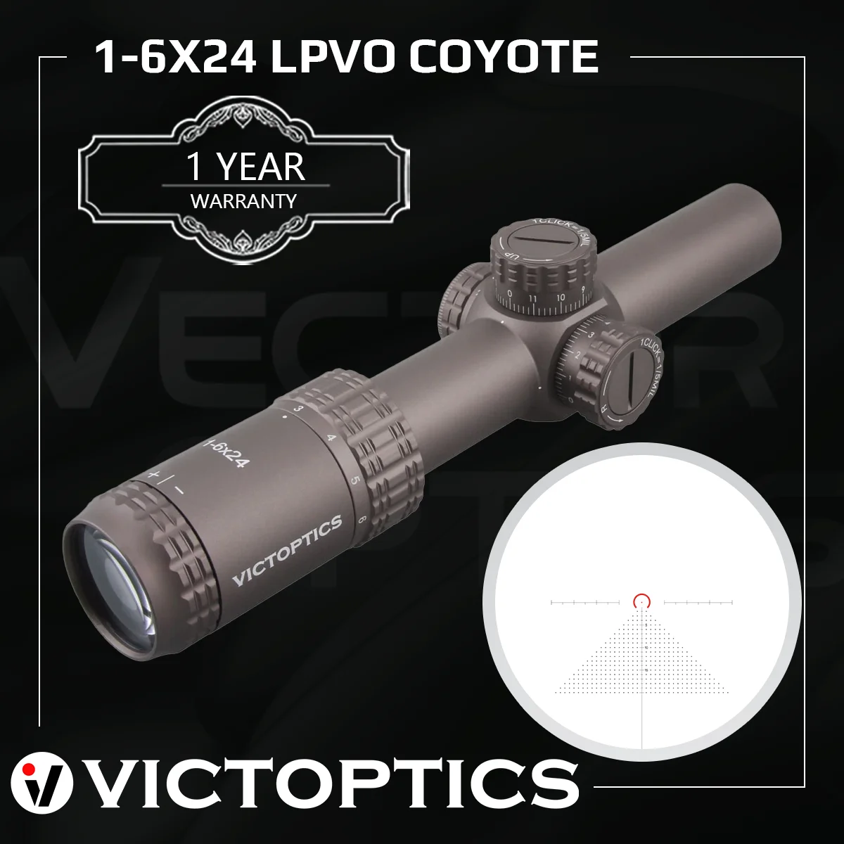 VictOptics 1-6x24 Mira telescópica LPVO para caza