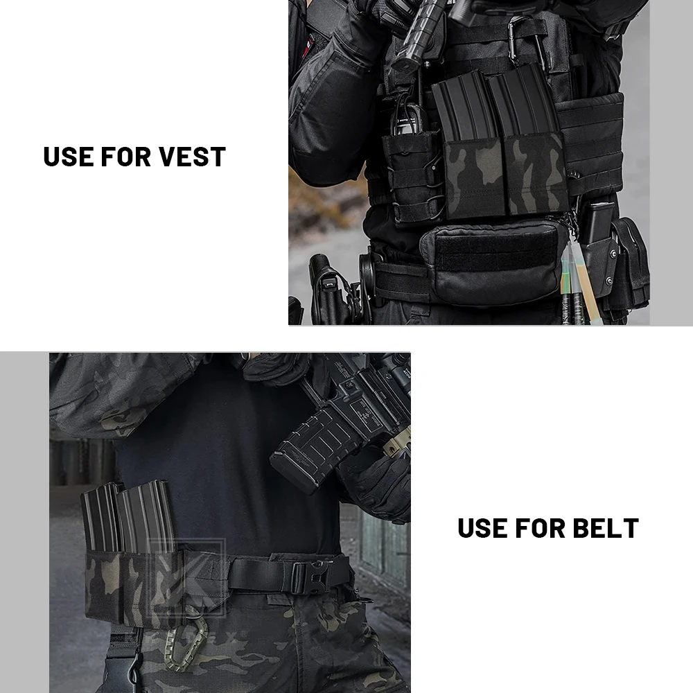 KRYDEX-bolsa táctica abierta para doble revista, bolsa doble Mag 556, soporte MOLLE para accesorios de caza M4 M16 - imagen 5