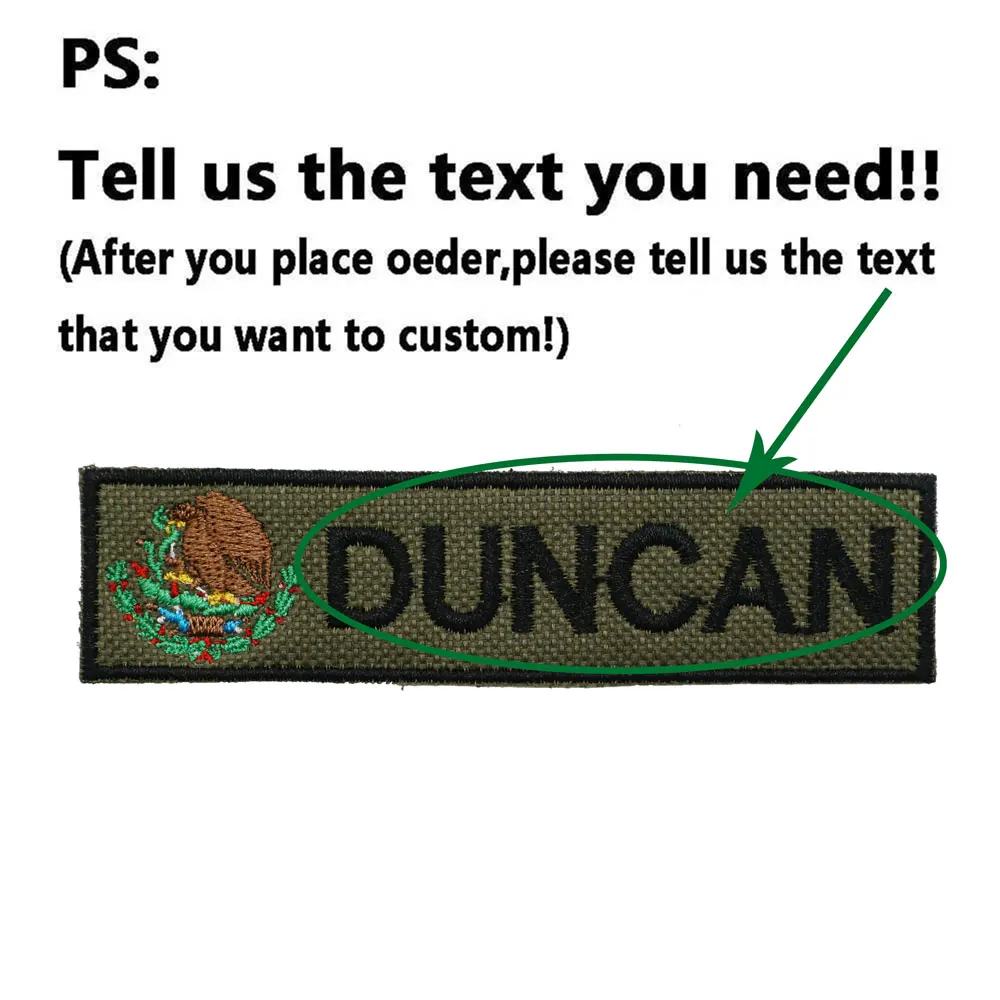 Parche bordado con nombre de la bandera mexicana, texto personalizado con respaldo de gancho para ropa, sombrero, mochila - imagen 2