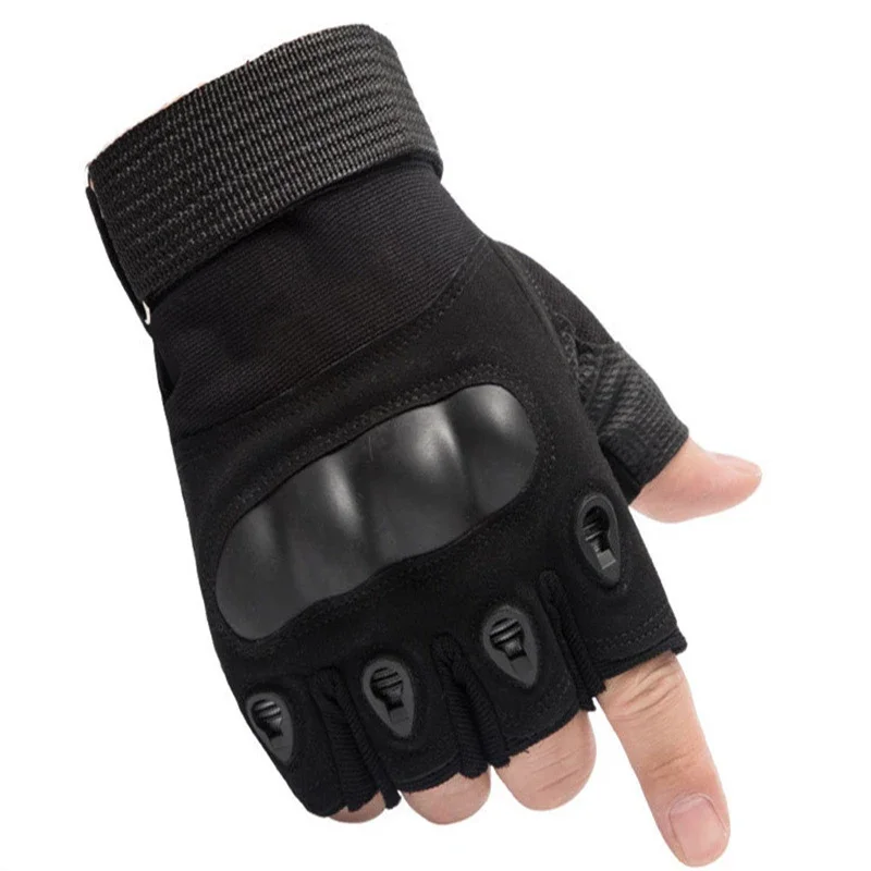 DIZETION Guantes tácticos militares de medio dedo para hombres - Equipo de ciclismo para motocicleta de caza Airsoft para tiro al aire libre
