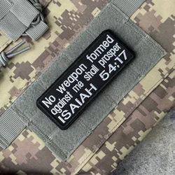 Parche bordado Isaías 54:17 con velcro – Táctico para mochila y uniforme