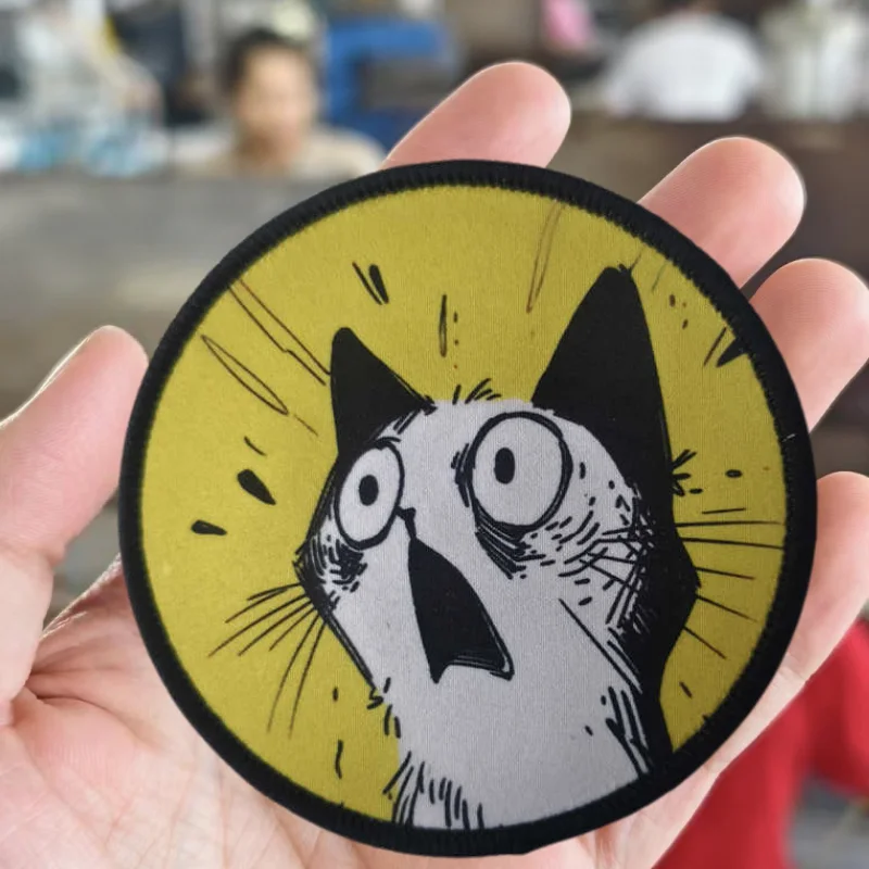 Parche con estampado de gato impactante, chaleco táctico, sombreros con gancho y bucle, insignia de moral, mochila, pegatinas decorativas, parches para brazalete para ropa
