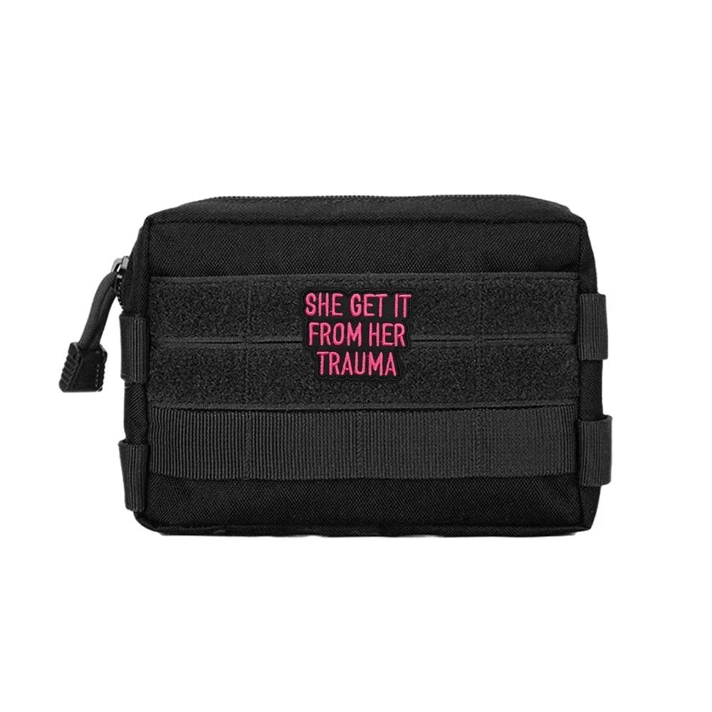 HER TRAUMA Meme citas moral parche divertido Velcros táctico gancho bucle sujetador bordado insignia para Jeans Molle mochila gorra - imagen 4