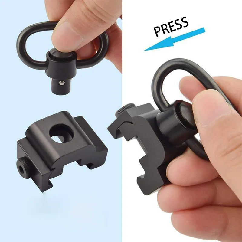 Cabestrillo giratorio QD de Metal con rotación de 360 °, montaje con correa para el hombro, botón pulsador de 1,25 pulgadas, Base de 20mm para caza al aire libre - imagen 3