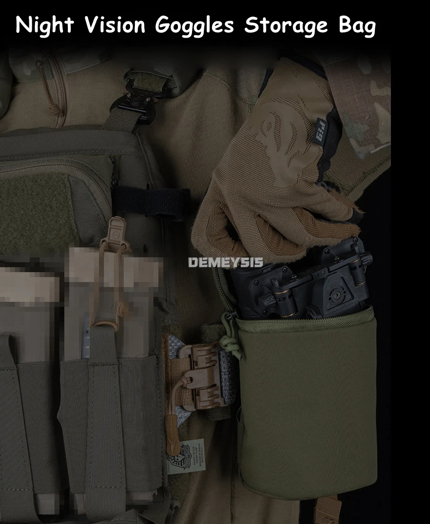 Bolsa de almacenamiento para gafas de visión nocturna táctica, estilo Ferro, acolchado suave, NVG, bolsillo Molle, caza, tiro, Airsoft, bolsa para revistas, equipo - imagen 5