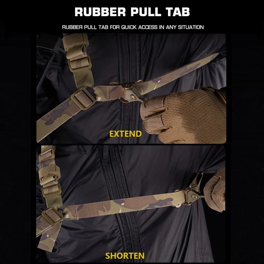 Eslinga táctica de un solo punto con anillo de tracción fijo rápido, correa de hombro, Rifle de caza Militar, cuerda de Airsoft ajustable - imagen 4