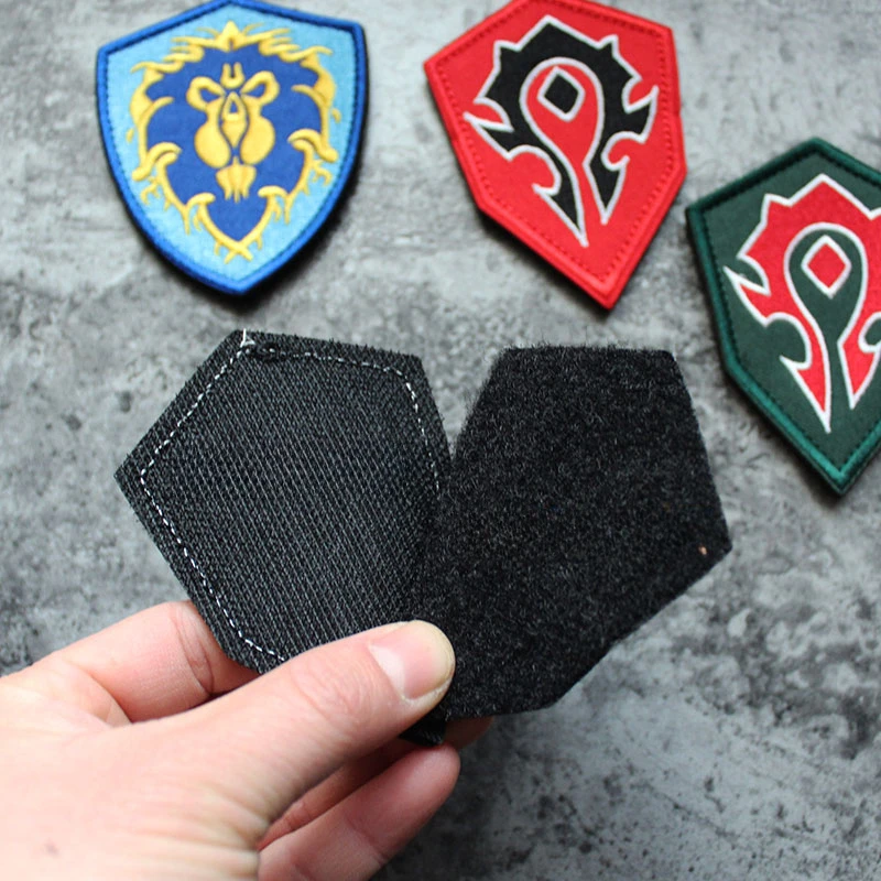 Parches de gancho y bucle con emblema bordado Tribal de World of Warcraft, brazalete de moral táctico humano y bestia, parche de León para ropa - imagen 3