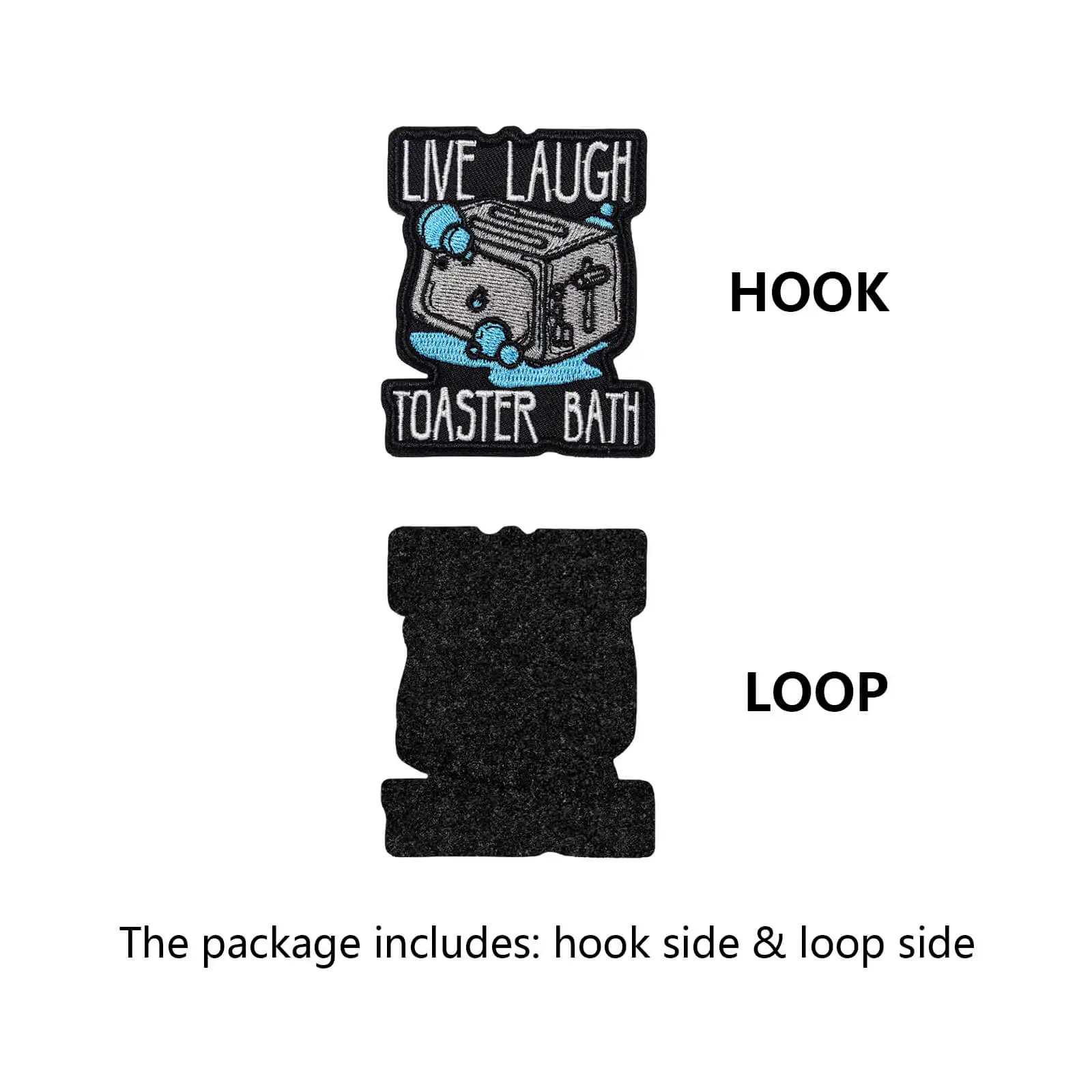 Parche de humor oscuro para baño tostador Live Laugh, insignia bordada con gancho y bucle para bolso, ropa, mochila, chaquetas, sombrero, chaleco Molle - imagen 2