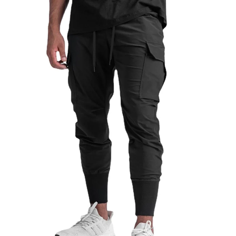 Pantalones deportivos de secado rápido de tubo recto para hombre, múltiples bolsillos, Leggings casuales ajustados, pantalones para correr al aire libre, Verano - imagen 3
