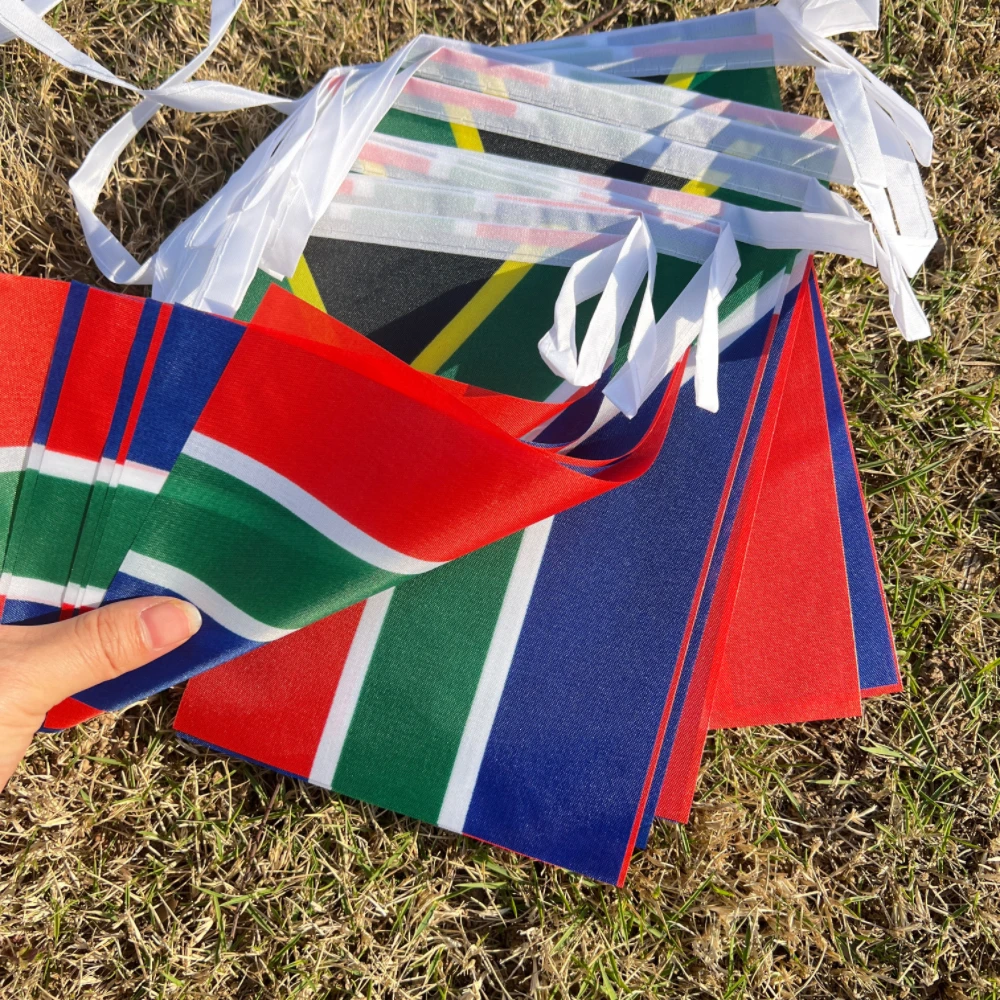 Bandera nacional de Sudáfrica 14x21cm ZA RSA SA bandera de Sudáfrica poliéster colgante bandera de S.Africa para decoración - imagen 4